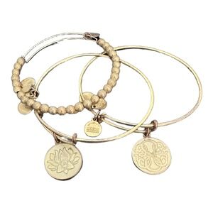 Alex and Ani Energy Lotus, Silver Path of Life, Gold Beaded Bracelet Set